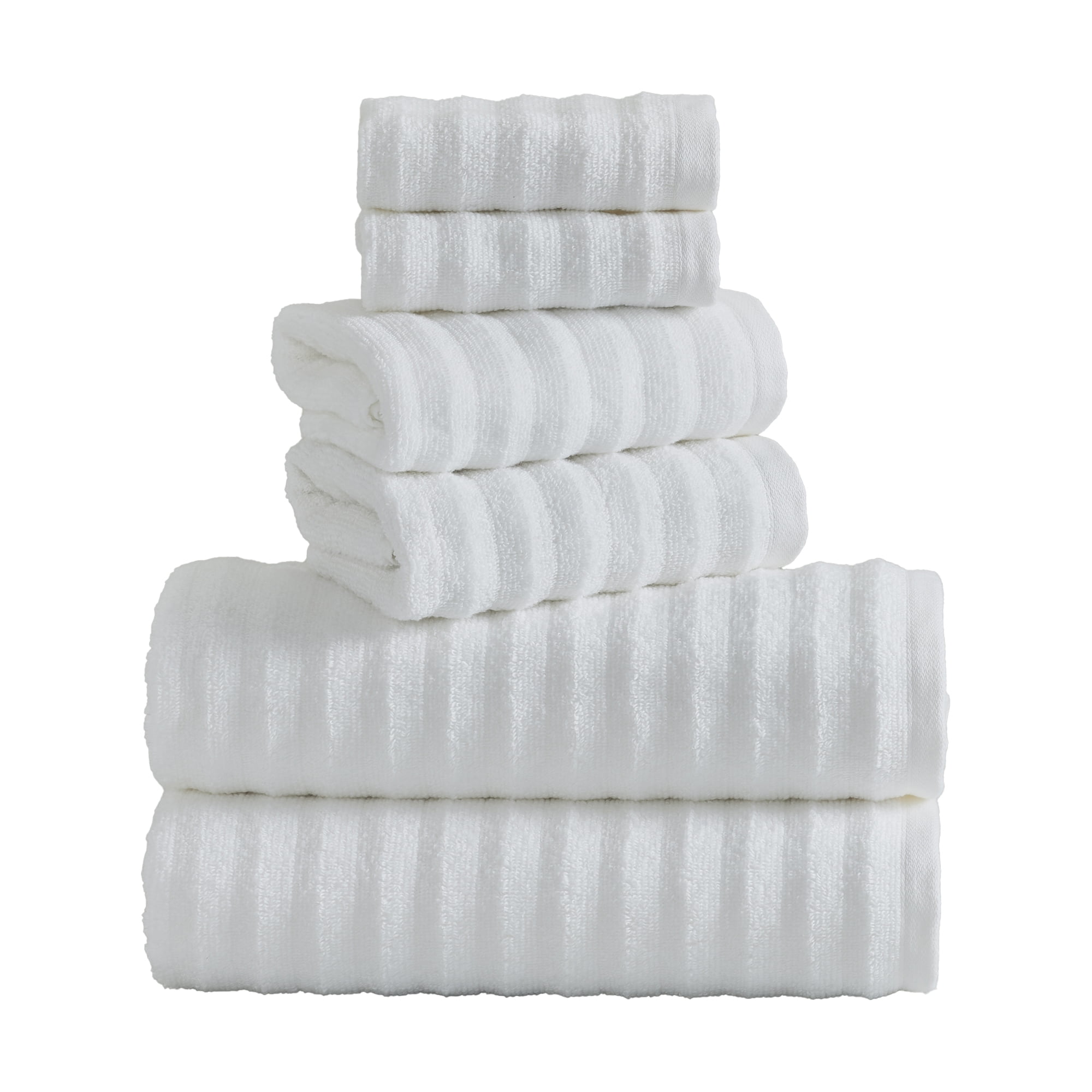 Mainstays Performance Textured 6 Piece Bath Towel Set White Walmart
