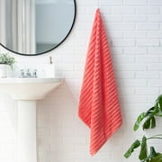 Mainstays Performance Cotton 2-Piece Bath Sheet Set, Oversized Super Soft Quick Dry Fade Resistant, Textured Coral