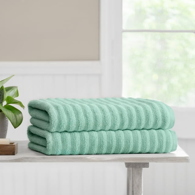 Mainstays Performance Textured Bath Sheet 2Piece Set, Mint