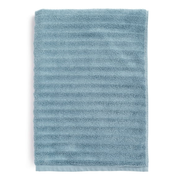 Mainstays Performance Cotton Bath Sheet, Oversized Super Soft Quick Dry Fade Resistant, Textured Blue