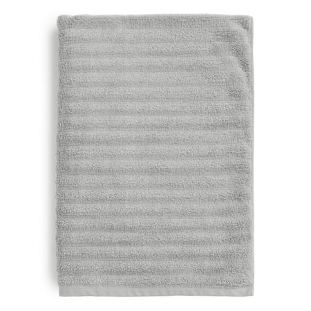 Mainstays Performance Cotton Bath Sheet, Oversized Super Soft Quick Dry Fade Resistant, Textured Silver