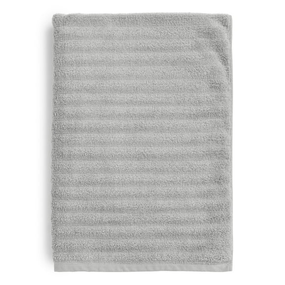 Mainstays Performance Cotton Bath Sheet, Oversized Super Soft Quick Dry Fade Resistant, Textured Silver