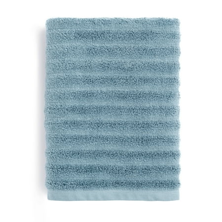 Mainstays Performance Cotton Bath Towel, Super Soft Quick Dry Fade Resistant, Textured Blue