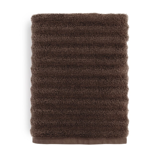 Mainstays Performance Cotton Bath Towel, Super Soft Quick Dry Fade Resistant, Textured Brown