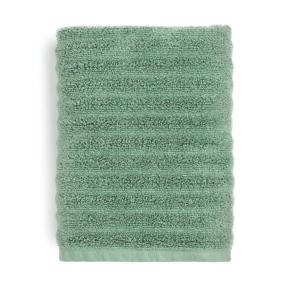 Mainstays Performance Cotton Bath Towel, Super Soft Quick Dry Fade Resistant, Textured Green