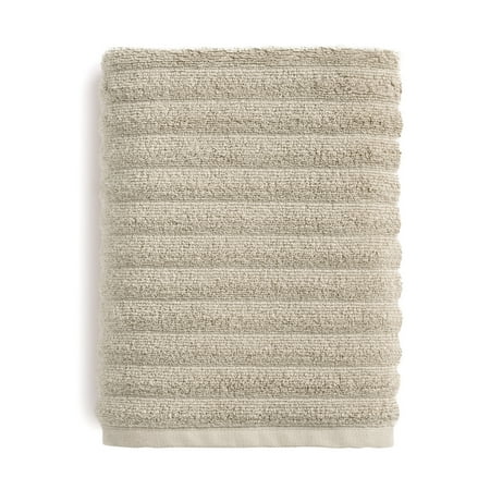 Mainstays Performance Cotton Bath Towel, Super Soft Quick Dry Fade Resistant, Textured Beige