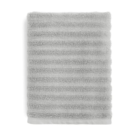 Mainstays Performance Cotton Bath Towel, Super Soft Quick Dry Fade Resistant, Textured Silver