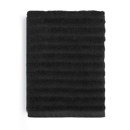 Mainstays Performance Cotton Bath Towel, Super Soft Quick Dry Fade Resistant, Textured Black