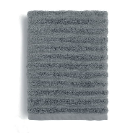 Mainstays Performance Cotton Bath Towel, Super Soft Quick Dry Fade Resistant, Textured Grey