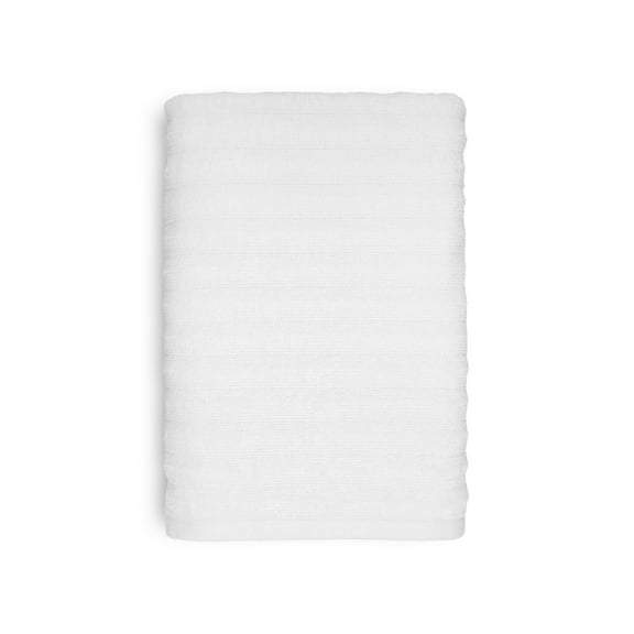 Mainstays Performance Cotton Bath Towel, Super Soft Quick Dry Fade Resistant, Textured White