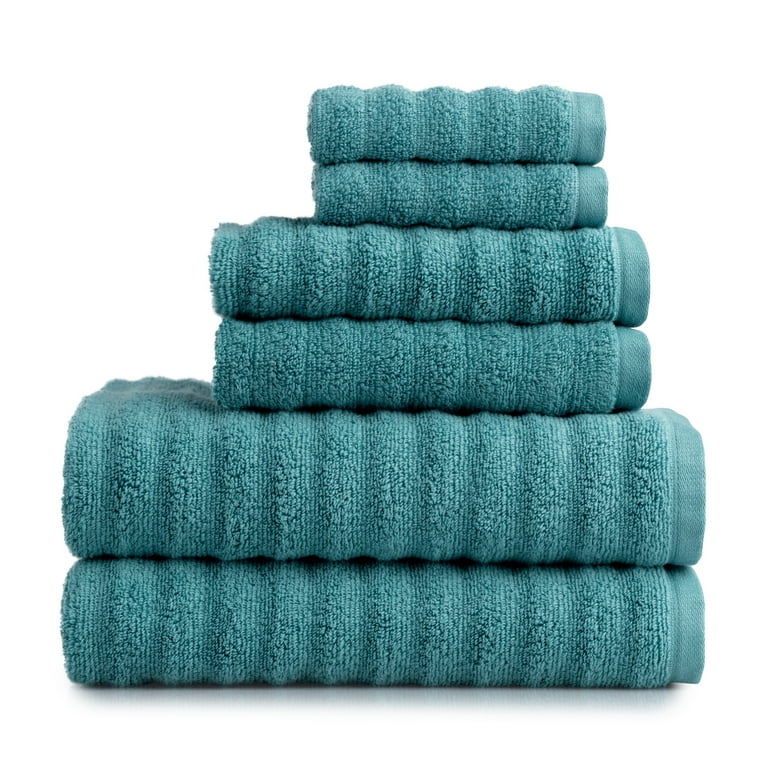 Mainstays Performance Textured Bath Towel 6 Piece Set Cool Water Walmart