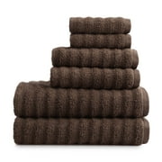 Mainstays Performance 6-Piece Textured Bath Towel Set, Quick Dry, Brown