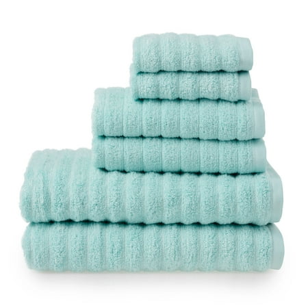 Mainstays Performance Textured Bath Towel 6-Piece Set, Classic Mint