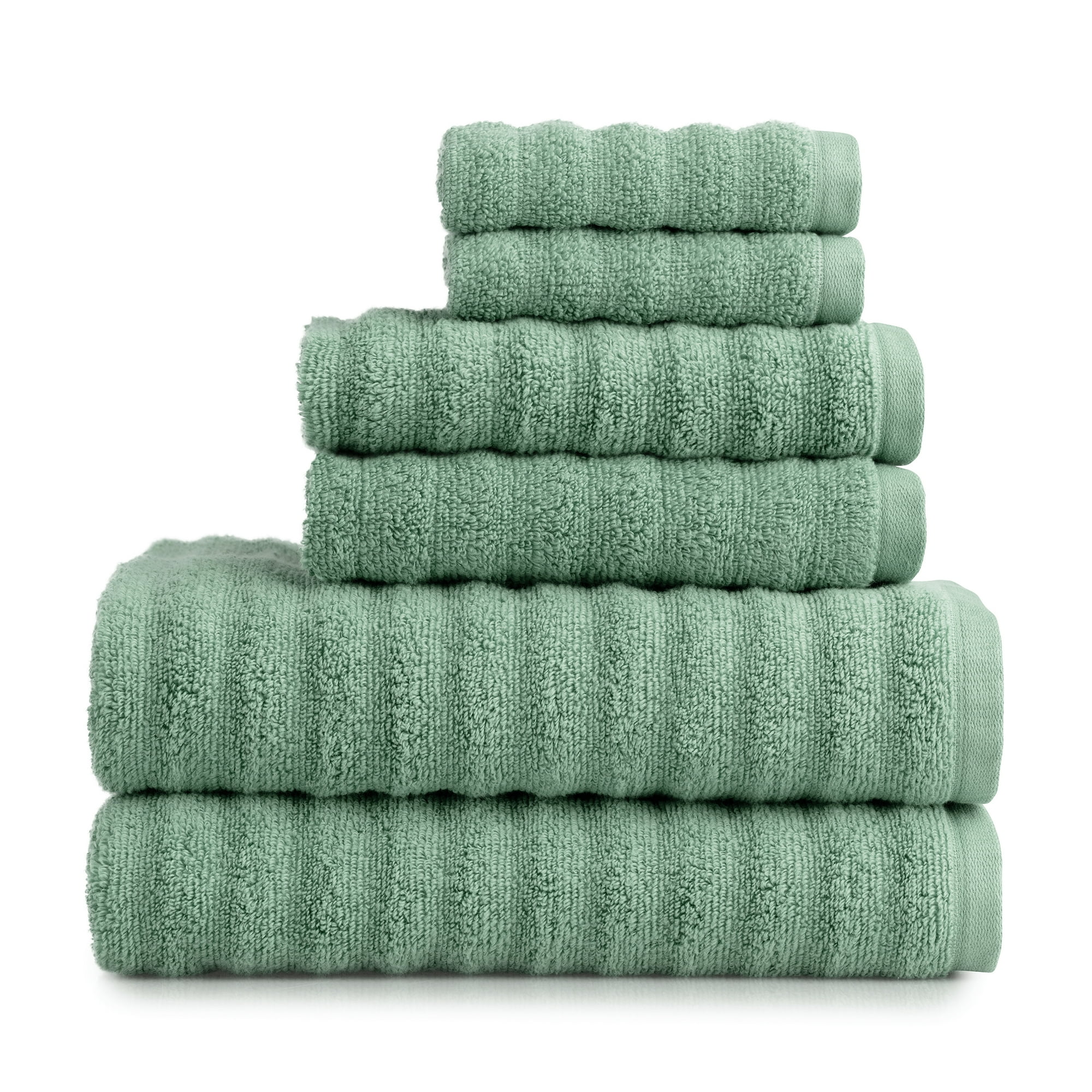 Mainstays Performance Cotton 6-Piece Bath Towel Set, Green