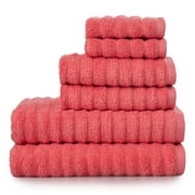 Mainstays Performance Textured Bath Towel 6-Piece Set, Island Coral