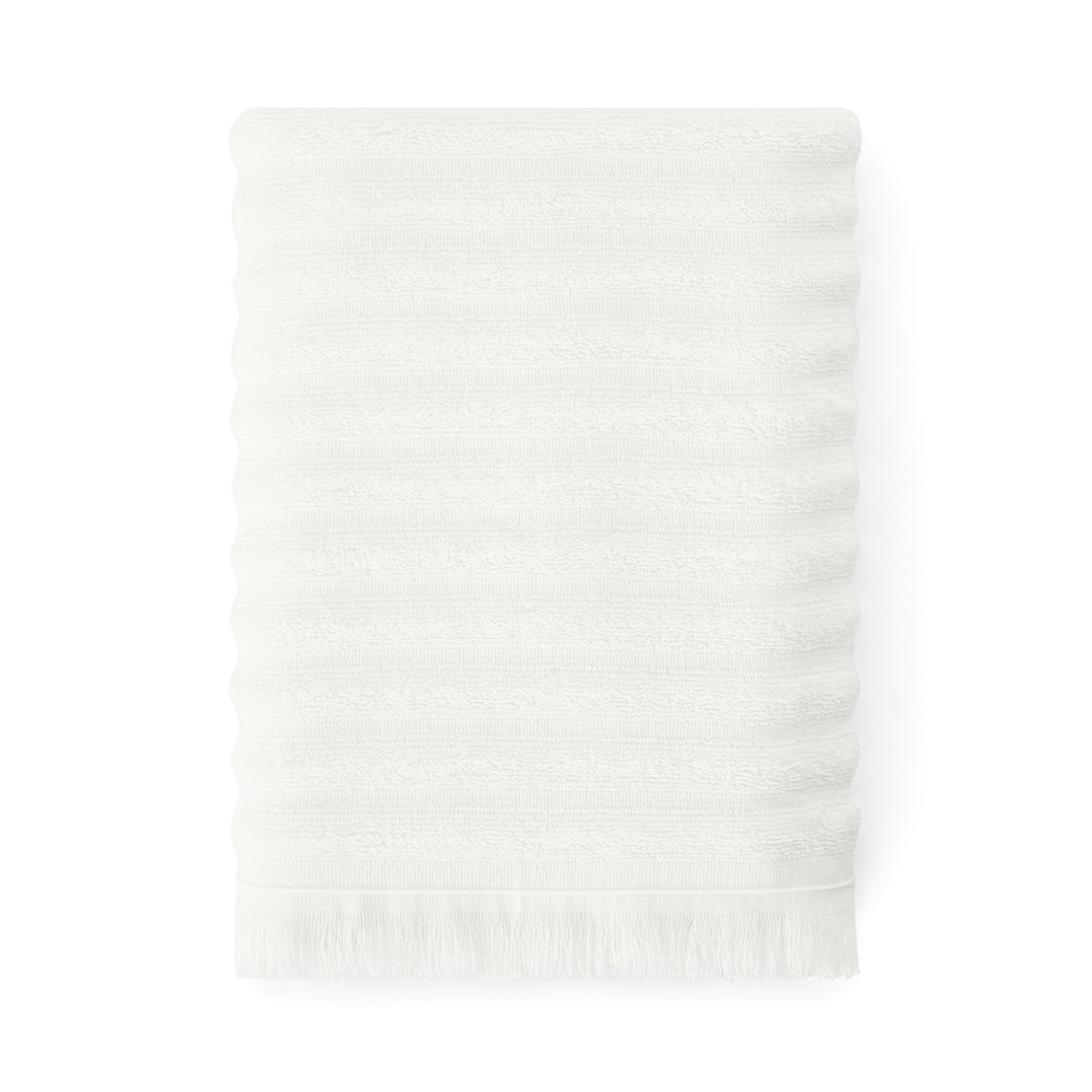 Mainstays by Becky G. & Alejandra 100% Cotton Performance Textured Bath Towel with Fringe, Winter White
