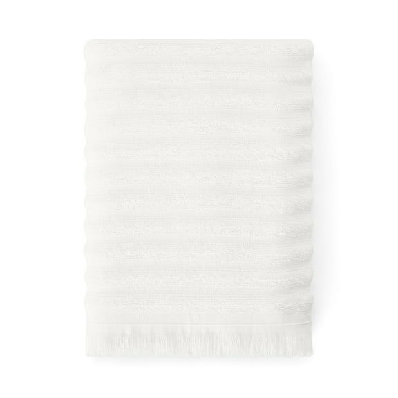 Mainstays by Becky G. & Alejandra 100% Cotton Performance Textured Bath Towel with Fringe, Winter White