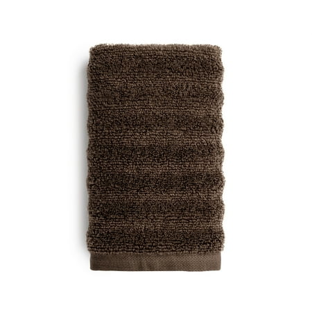 Mainstays Performance Cotton Hand Towel, Super Soft Quick Dry Fade Resistant, Textured Brown