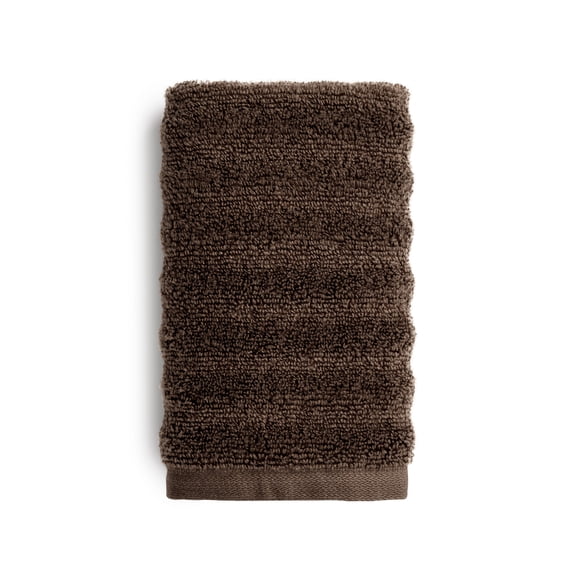 Mainstays Performance Cotton Hand Towel, Super Soft Quick Dry Fade Resistant, Textured Brown
