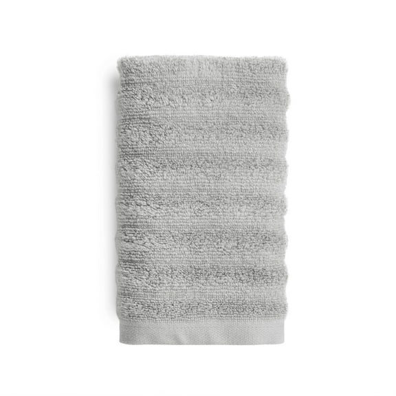 Mainstays Performance Cotton Hand Towel, Super Soft Quick Dry Fade Resistant, Textured Silver