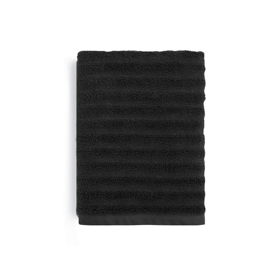 Mainstays Performance Cotton Hand Towel, Super Soft Quick Dry Fade Resistant, Textured Black