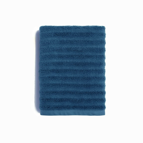 Mainstays Performance Cotton Hand Towel, Super Soft Quick Dry Fade Resistant, Textured Navy