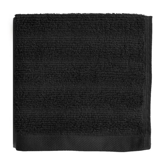 Mainstays Performance Cotton Washcloth, Super Soft Quick Dry Fade Resistant, Textured Black