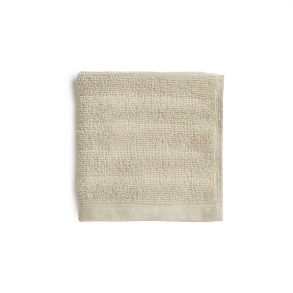 Mainstays Performance Cotton Washcloth, Super Soft Quick Dry Fade Resistant, Textured Beige