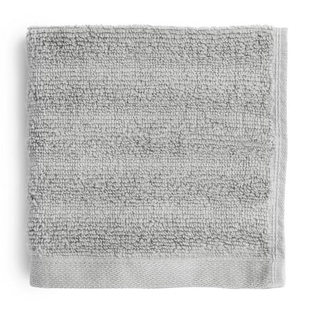 Mainstays Performance Cotton Washcloth, Super Soft Quick Dry Fade Resistant, Textured Silver