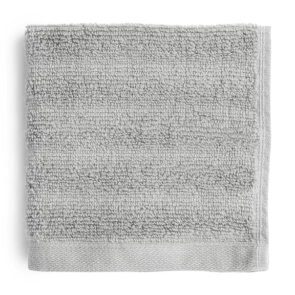 Mainstays Performance Cotton Washcloth, Super Soft Quick Dry Fade Resistant, Textured Silver