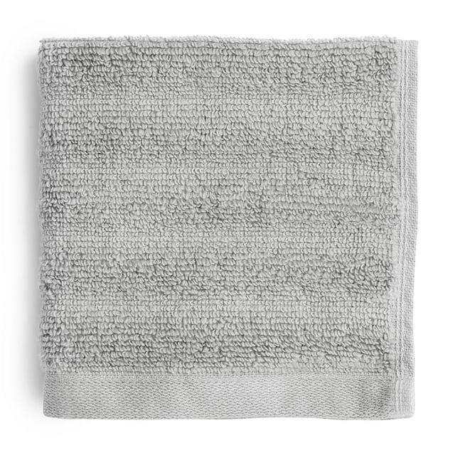 Mainstays Performance Textured Washcloth, 12" x 12", Soft Silver