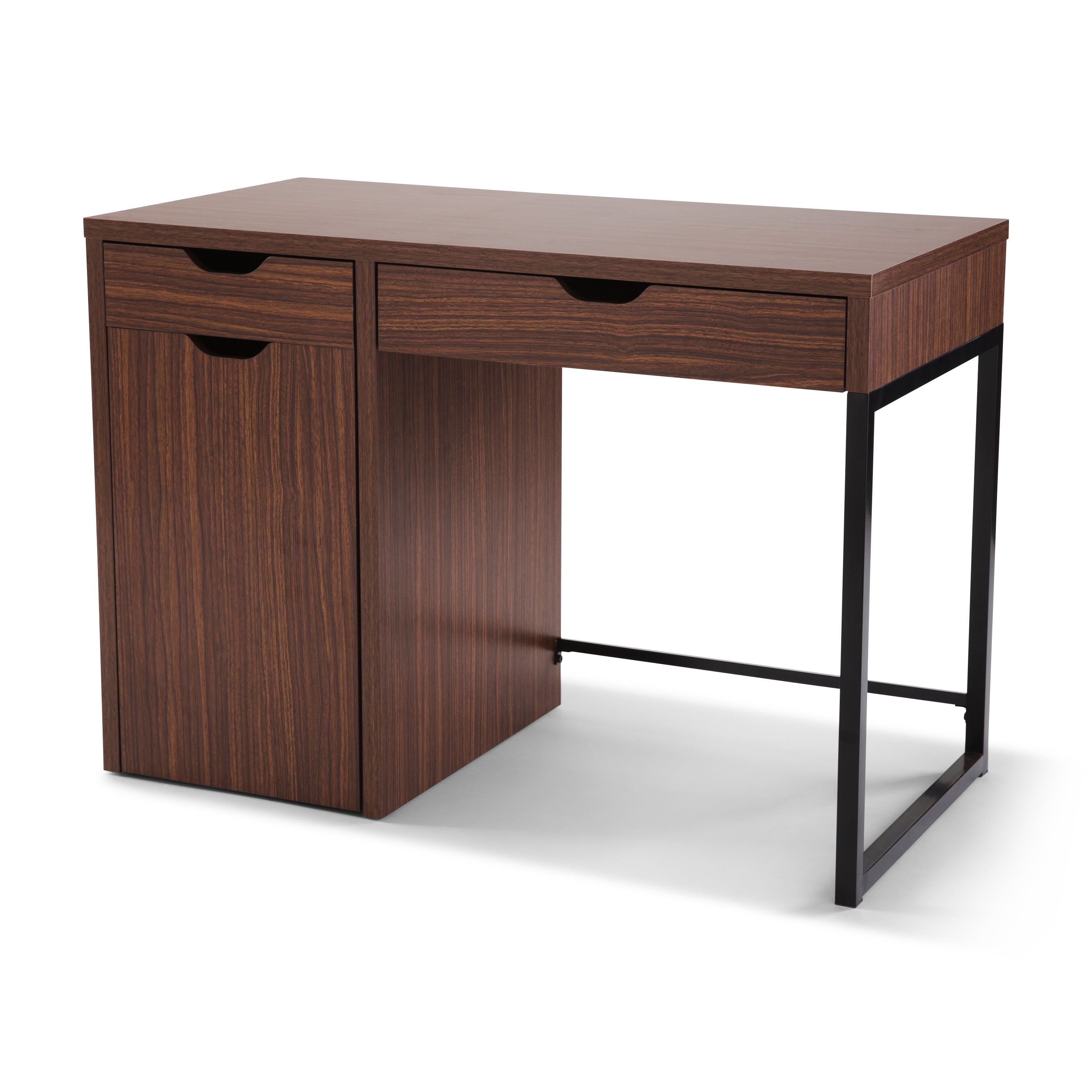 Mainstays Perkins Desk with Metal Frame, Cocoa (File Cabinet Sold
