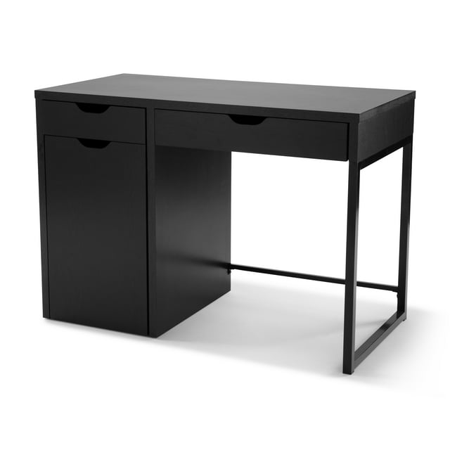 Mainstays Perkins Desk with Metal Frame, True Black Oak (File