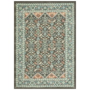 Mainstays Persian Border Medallion Loop Print Gray Aqua Indoor Area Rug, 5' x 7'