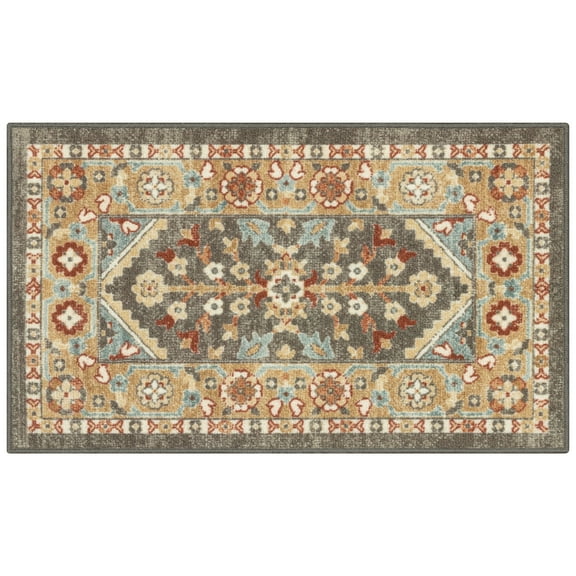 Mainstays Persian Border Medallion Loop Print Rust Brown Indoor Accent Rug, 1'8"x2'10"