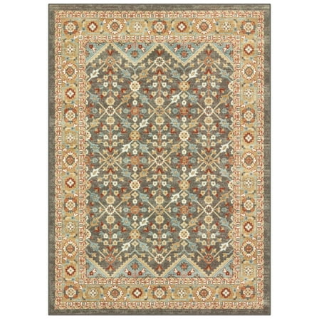 Mainstays Persian Border Medallion Loop Print Rust Brown Indoor Area Rug, 5'x7'
