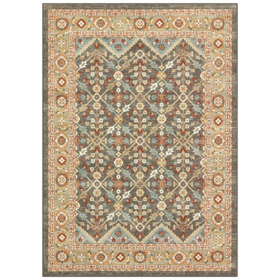 Mainstays Persian Border Medallion Loop Print Rust Brown Indoor Area Rug, 7'x10'