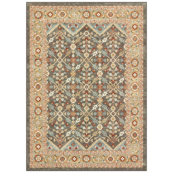Mainstays Persian Border Medallion Rust Brown Indoor Area Rug, 7 ft x 10 ft