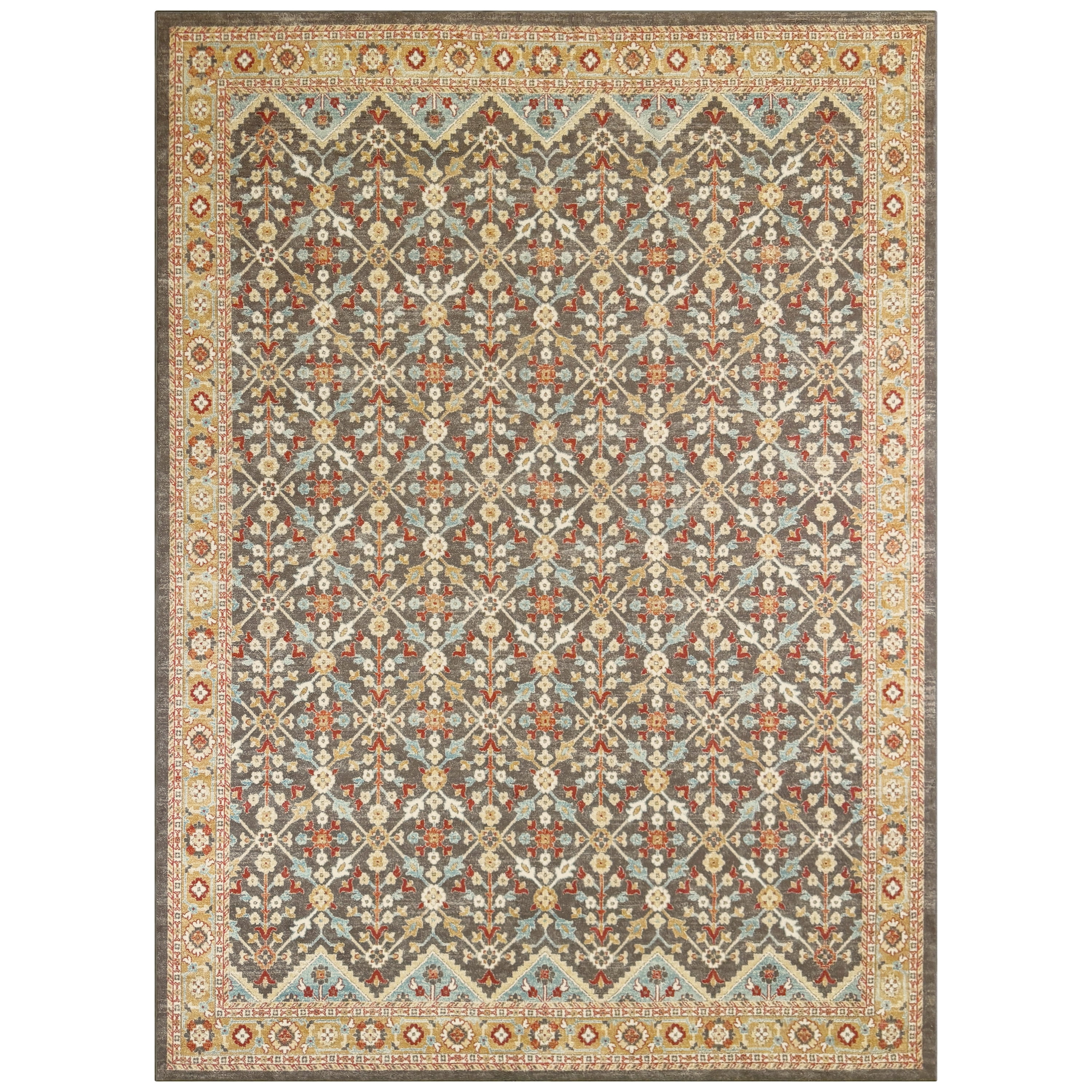 Mainstays Persian Border Medallion Loop Print Rust Brown Indoor Large Area Rug, 9' x 12'
