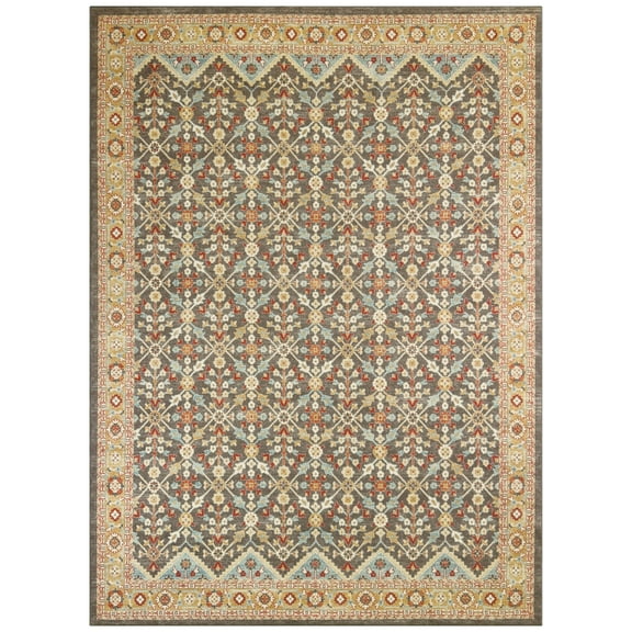 Mainstays Persian Border Medallion Loop Print Rust Brown Indoor Large Area Rug, 9' x 12'