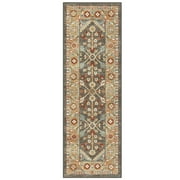 Mainstays Persian Border Medallion Loop Print Rust Brown Indoor Runner Rug, 1'8"x5'