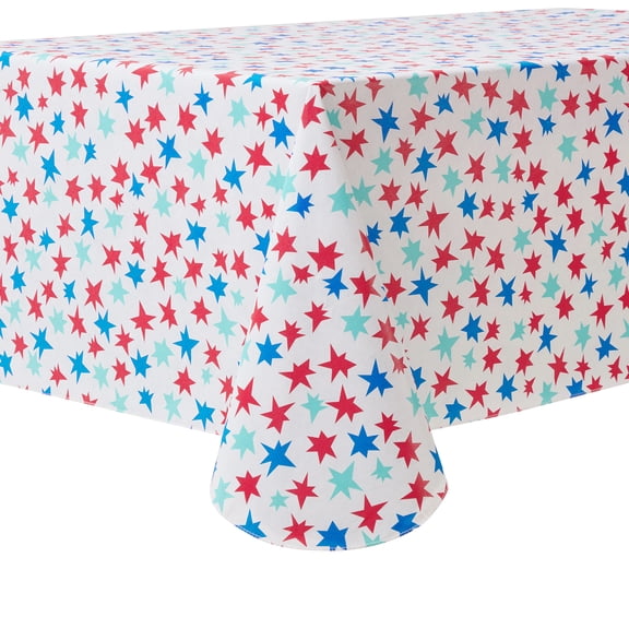 Mainstays Summer Fun PEVA Tablecloth, Indoor & Outdoor for Table 60" x 102" - Stars