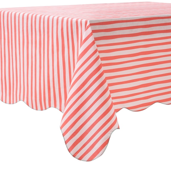 Mainstays Summer Fun PEVA Tablecloth, Indoor & Outdoor for Table 60" x 84" - Coral Stripe