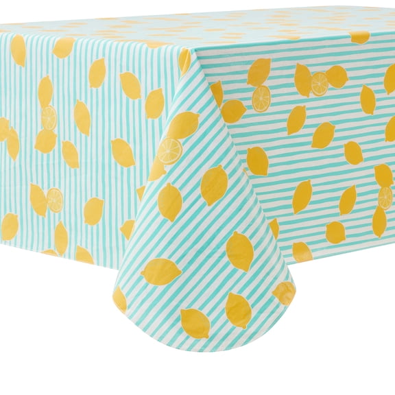 Mainstays Summer Fun PEVA Tablecloth, Indoor & Outdoor for Table 60" x 84" - Lemons