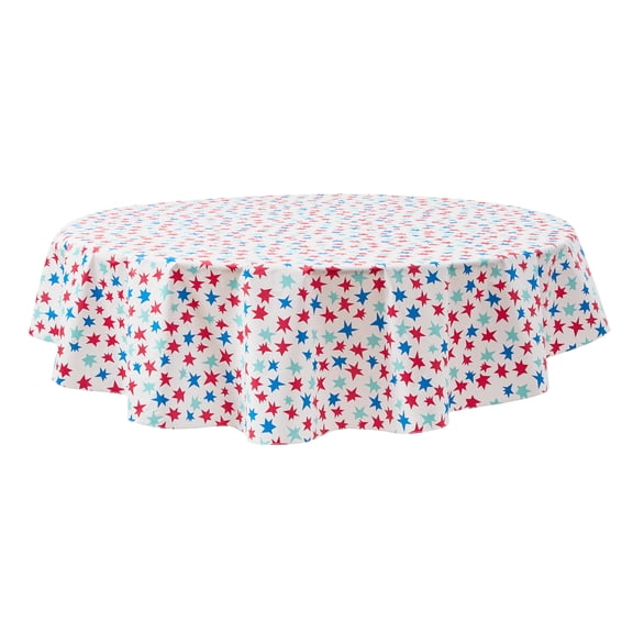 Mainstays Summer Fun PEVA Tablecloth, Indoor & Outdoor for Table 70" Round - Stars