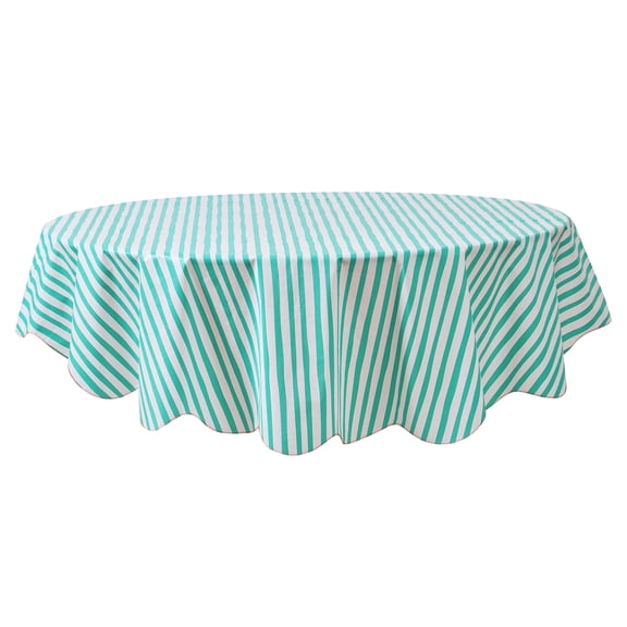 Mainstays Summer Fun PEVA Tablecloth, Indoor & Outdoor for Table 70" Round - Teal Stripe