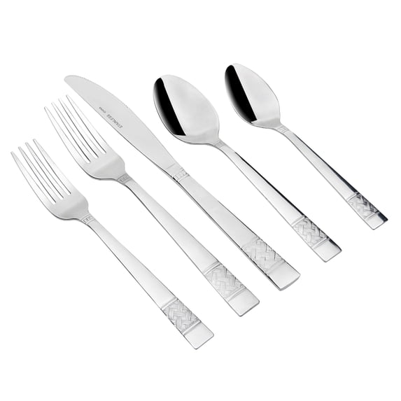 Mainstays Pierremont 20 Piece Polished Stainless Steel Flatware Set, Silver Tableware