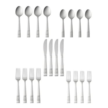 Mainstays Pierremont 20 Piece Polished Adult Stainless Steel Flatware Set, Service for 4
