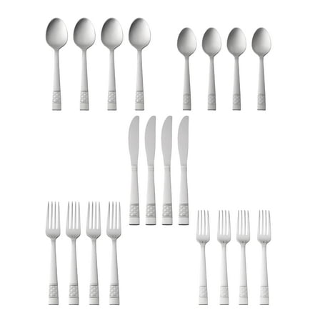 Mainstays Pierremont 20 Piece Polished Adult Stainless Steel Flatware Set, Service for 4