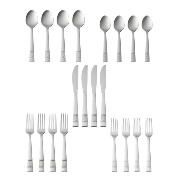 Mainstays Pierremont 20 Piece Polished Adult Stainless Steel Flatware Set, Service for 4